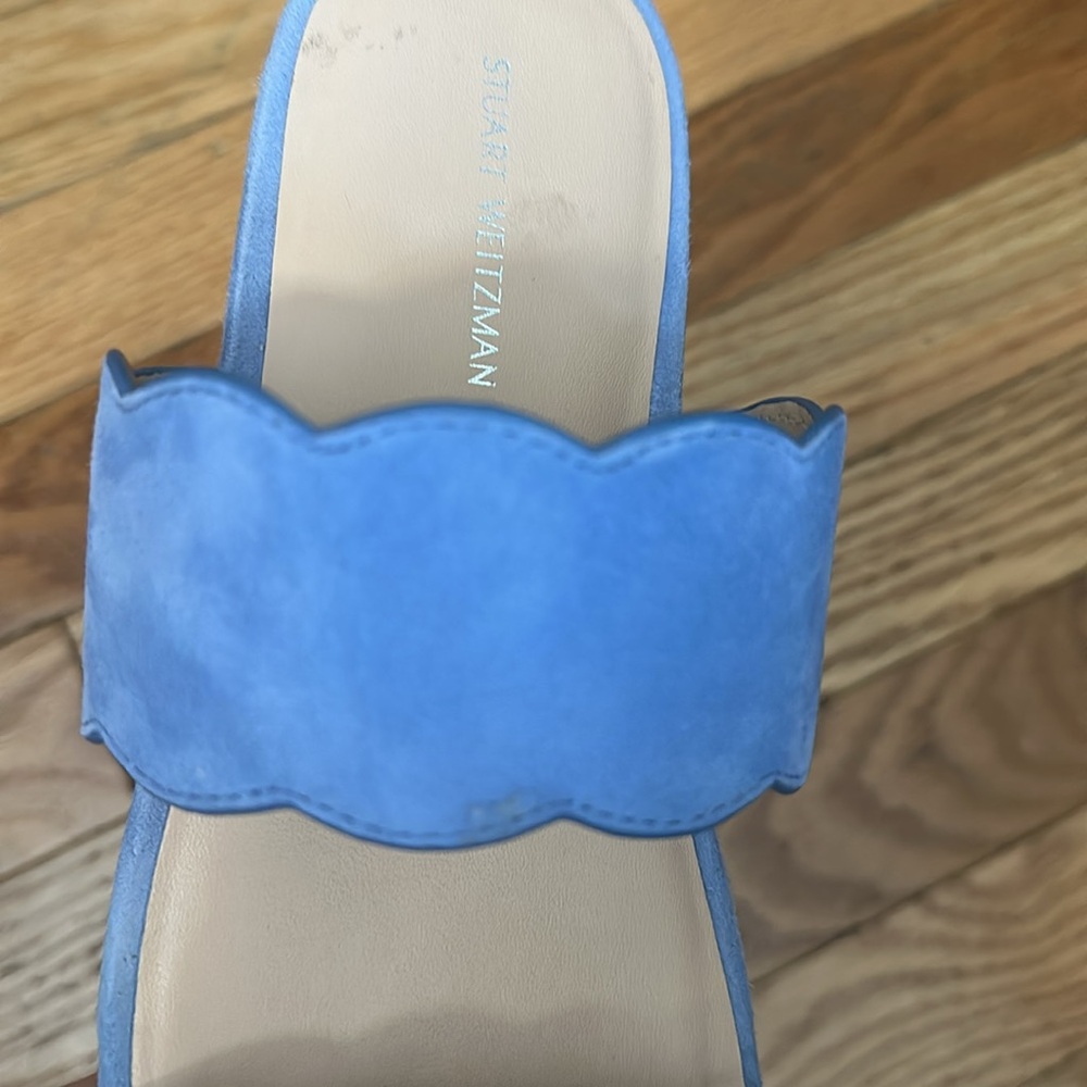 Stuart Weitzman Blue Santorini Scallop Slide Sandals size‎ 7 - Picture 4 of 6